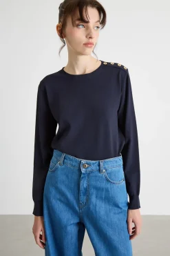 Maglia con bottoni - Blu