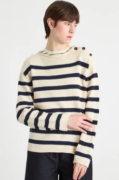 Maglia con bottoni - Blu Bianco