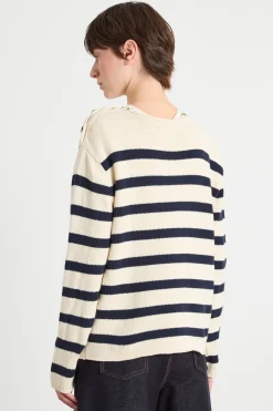 Maglia con bottoni - Blu Bianco