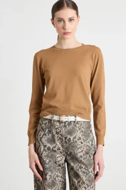Maglia con bottoni - Cammello