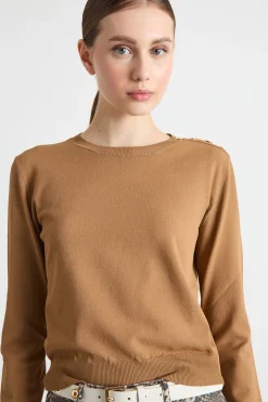 Maglia con bottoni - Cammello