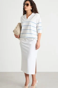 Maglia con colletto a polo - Bianco Blu