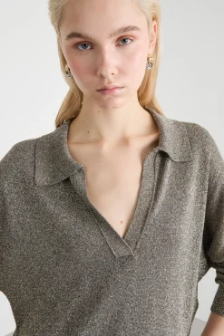 Maglia con colletto a polo - Grigio