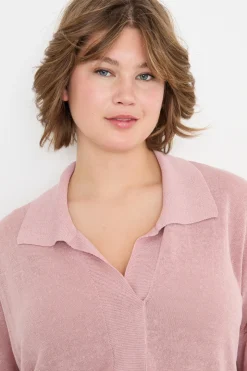 Maglia con colletto a polo - Rosa