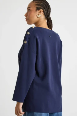Maglia con con bottoni sulla spalla - Blu