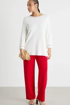 Maglia con dettagli a contrasto - Bianco