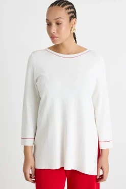 Maglia con dettagli a contrasto - Bianco