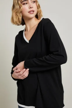 Maglia con dettagli a contrasto - Nero