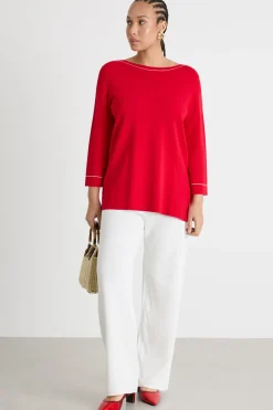 Maglia con dettagli a contrasto - Rosso