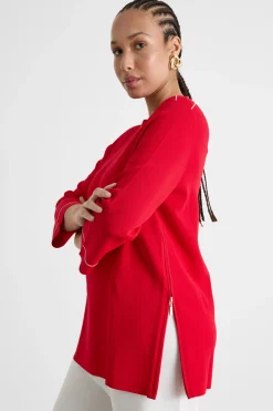 Maglia con dettagli a contrasto - Rosso