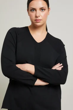 Maglia con dettagli a coste - Nero