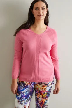 Maglia con dettagli a coste - Rosa