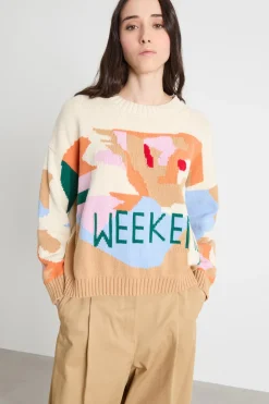 Maglia con fantasia ad intarsio - Bianco Cammello