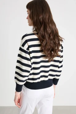 Maglia con fondo a coste - Blu Bianco
