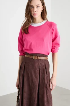 Maglia con fondo asimmetrico - Fuxia