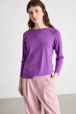 Maglia con fondo asimmetrico - Viola