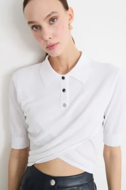 Maglia con fondo incrociato - Bianco
