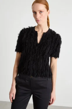 Maglia con frange - Nero