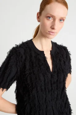 Maglia con frange - Nero