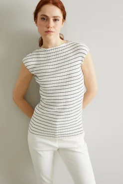 Maglia con maniche ad aletta - Bianco Nero