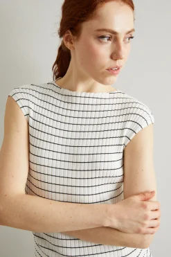 Maglia con maniche ad aletta - Bianco Nero