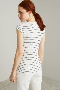 Maglia con maniche ad aletta - Bianco Nero