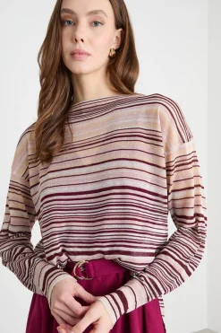 Maglia con maniche a spalla scesa - Bordeaux