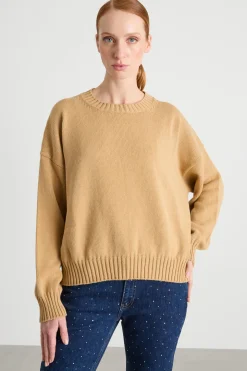 Maglia con maniche a spalla scesa - Cammello