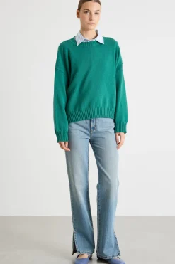 Maglia con maniche a spalla scesa - Verde