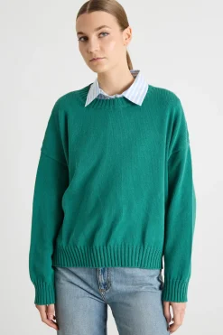 Maglia con maniche a spalla scesa - Verde