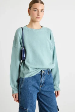 Maglia con maniche a spalla scesa - Verde