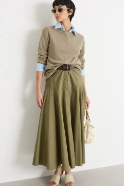 Maglia con maniche lunghe a spalla scesa - Beige
