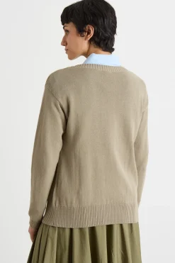 Maglia con maniche lunghe a spalla scesa - Beige