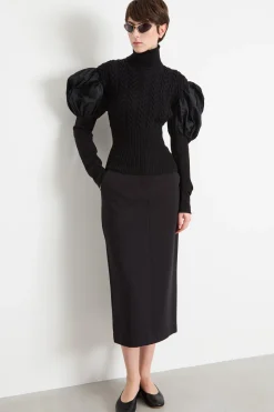 Maglia con maniche taffetà - Nero