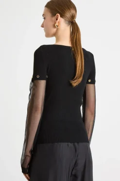 Maglia con maniche trasparenti - Nero
