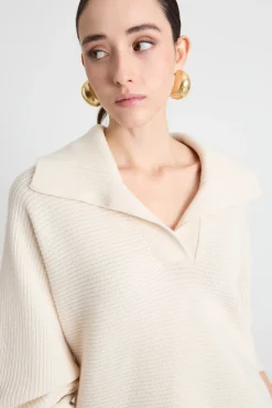 Maglia con maxi colletto - Bianco