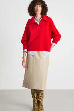 Maglia con maxi colletto - Rosso