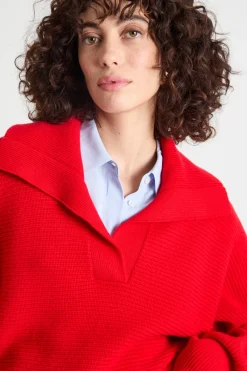 Maglia con maxi colletto - Rosso