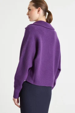 Maglia con maxi colletto - Viola