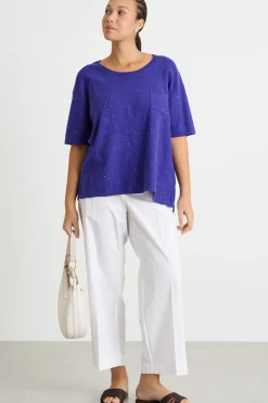 Maglia con micro paillettes - Viola