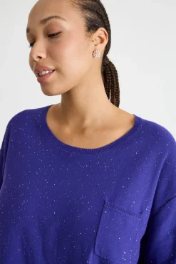 Maglia con micro paillettes - Viola