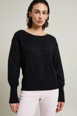 Maglia con micro strass - Nero