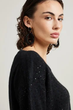 Maglia con micro strass - Nero