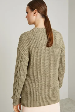 Maglia con motivo a treccia - Tortora