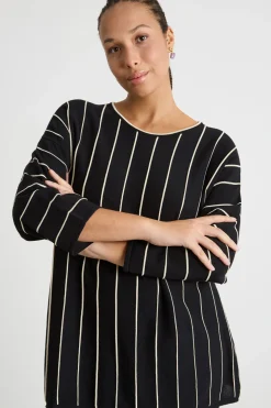 Maglia con nervature a contrasto - Nero Bianco