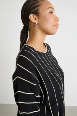 Maglia con nervature a contrasto - Nero Bianco