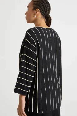Maglia con nervature a contrasto - Nero Bianco