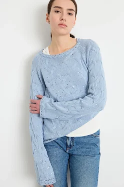 Maglia con paillettes - Azzurro