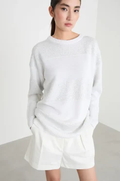 Maglia con paillettes - Bianco