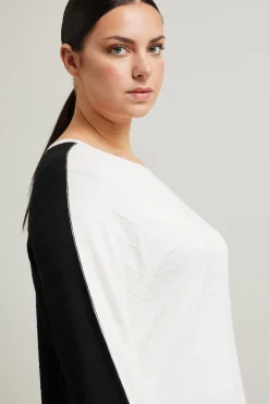 Maglia con pannello a contrasto - Bianco Nero